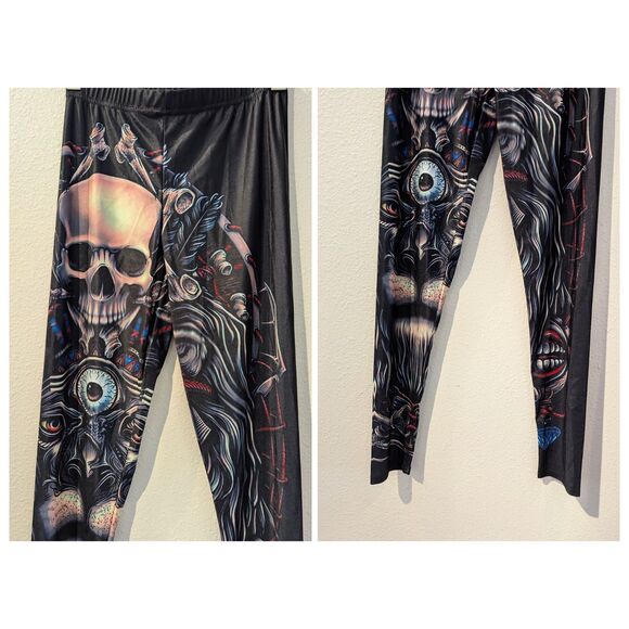 Women's Skull Gothic Leggings  Sz XS - Picture 5 of 9